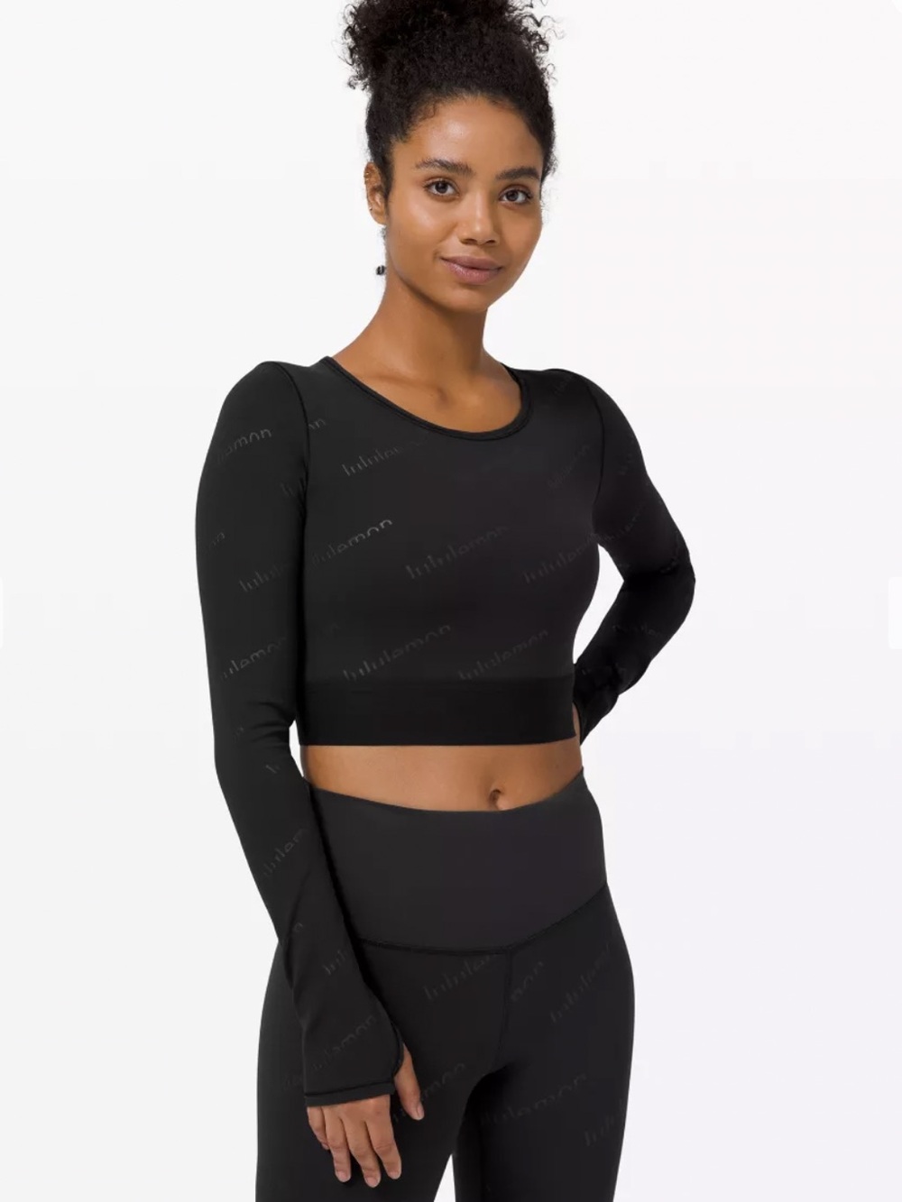 Lululemon Wunder Train Cropped Long Sleeve *Special Edition Black